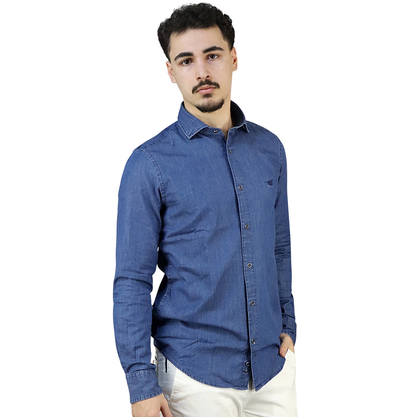 Denim Chambray Shirt Tiago HENRY COTTONS 0297 Blue
