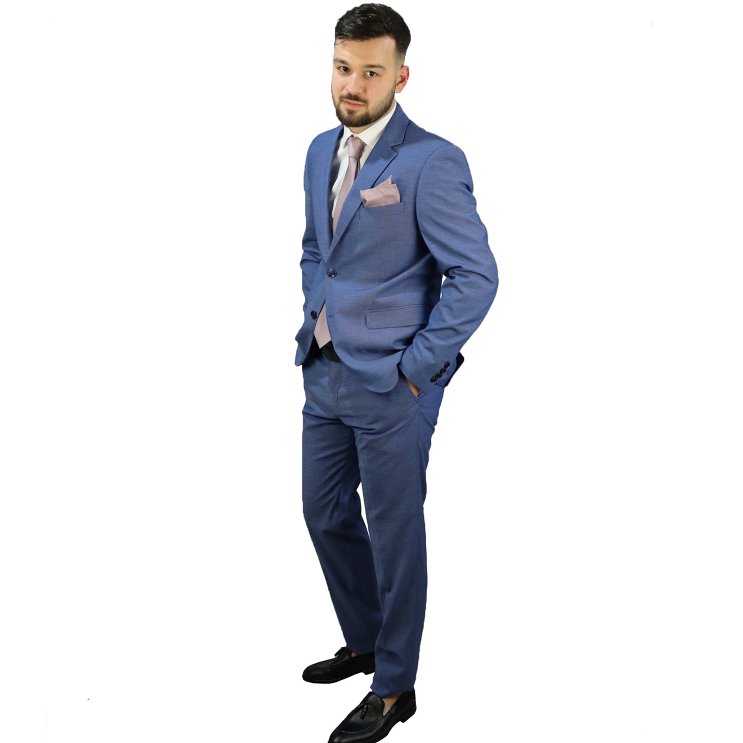 Men's Blue Suit (Tery/Rayon/Spandex) Semi-Slim Fit 502624 4-BLUE