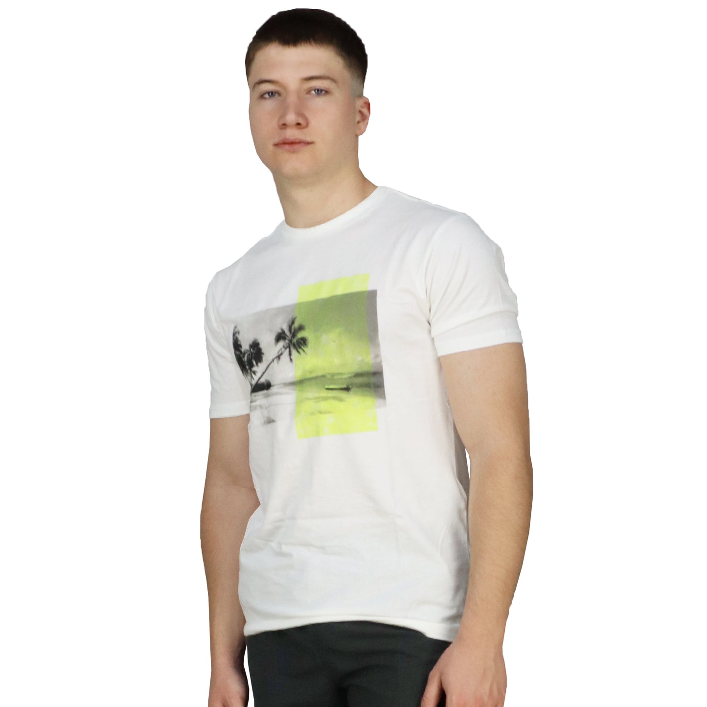 Men's Short Sleeve T-Shirt White with Print