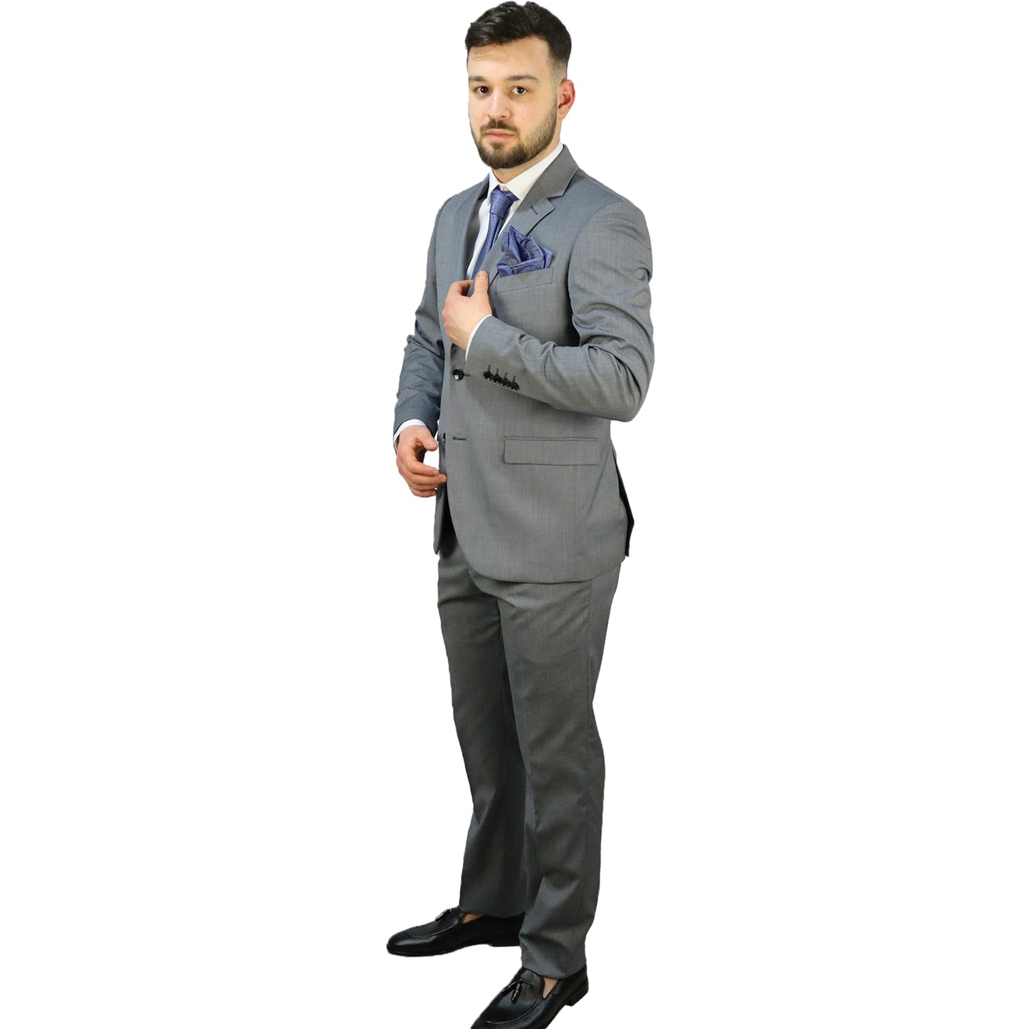 Men's Suit Grey (Tery/Rayon/Spandex) Semi-Slim Fit 502627 1-GREY