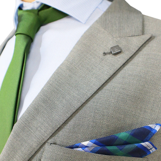 Men's Grey-Olive Trevira Semi-Slim Fit Suit 91199