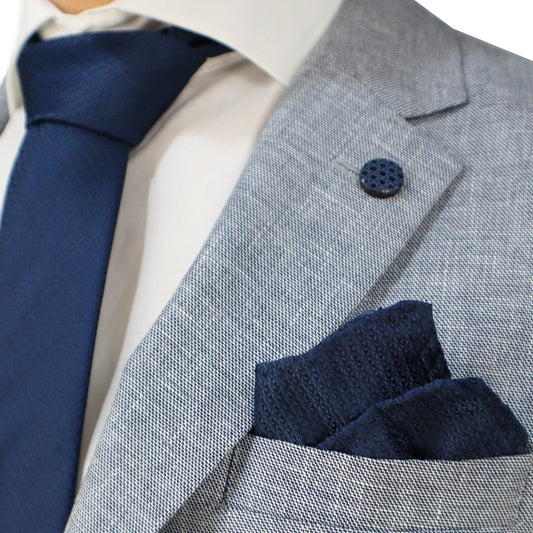 Suit Men's Desaturated Blue (Ter/Visc/Linen/El) Semi-Slim Fit 06.33 Linen Look SUIT