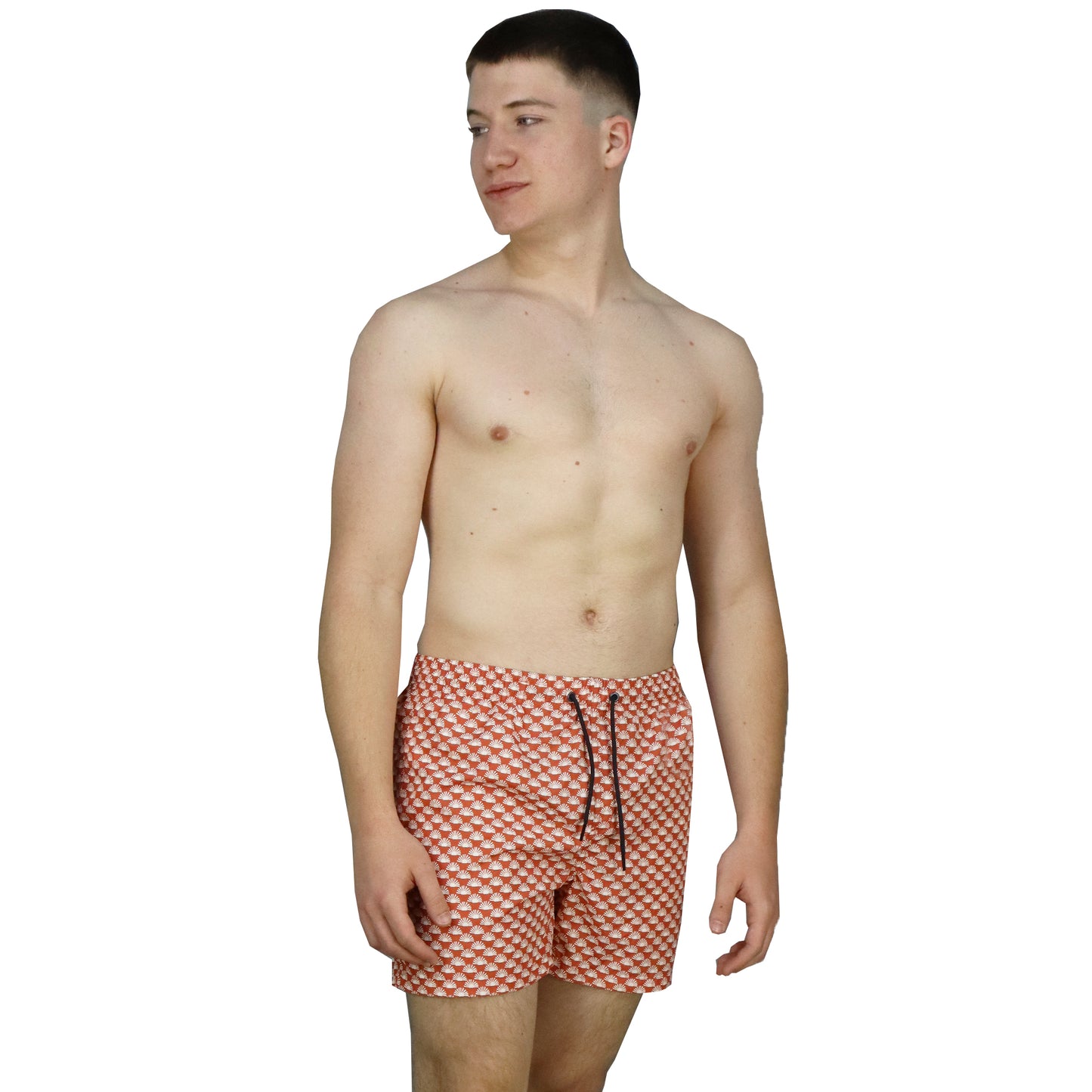 Men's Swimwear Dark Orange - White Pattern LMNAP 0501_24040