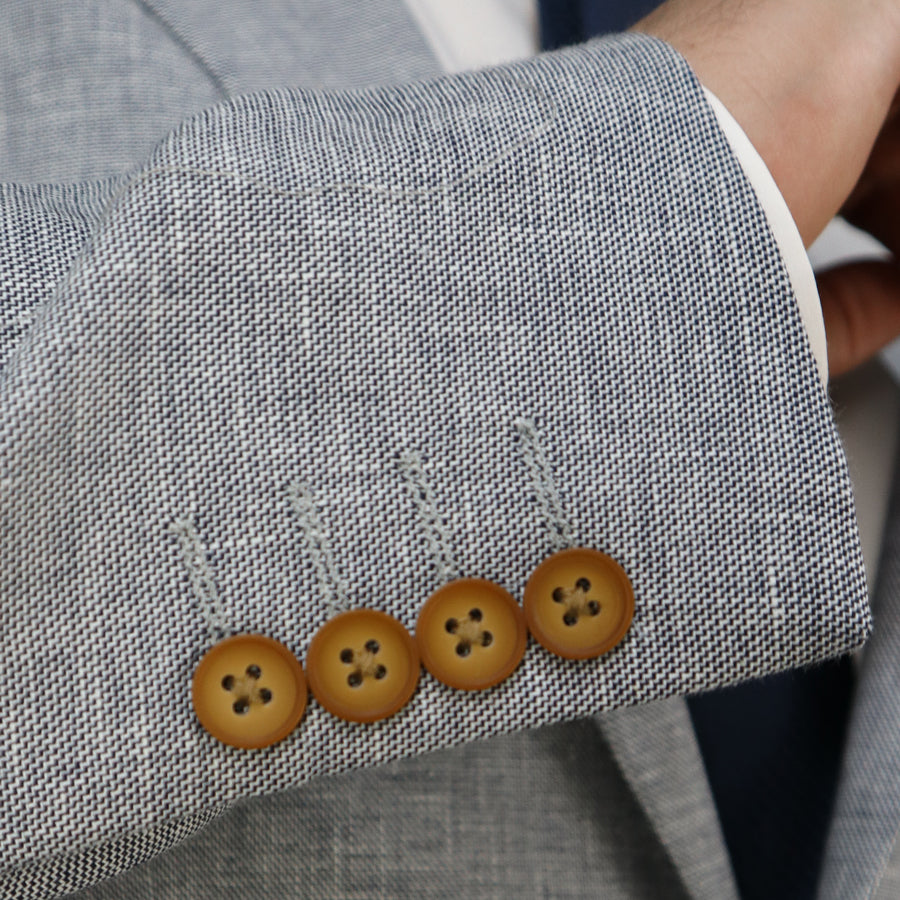 Suit Men's Desaturated Blue (Ter/Visc/Linen/El) Semi-Slim Fit 06.33 Linen Look SUIT