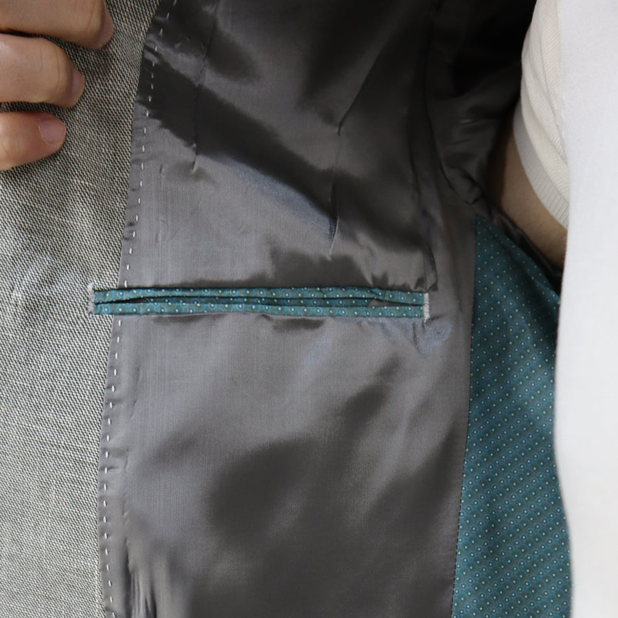 Men's Suit Desaturated Green (Ter/Visc/Linen/El) Semi-Slim Fit 06.33 Linen Look SUIT