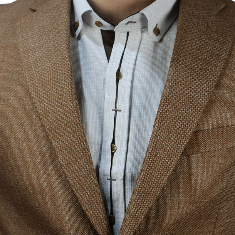 Men's Jacket Beige-Camel Terylene (Tery/Rayon/Spandex) Semi Slim Fit 502645 37-CAMEL