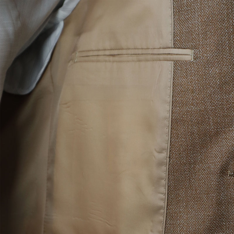 Men's Jacket Beige-Camel Terylene (Tery/Rayon/Spandex) Semi Slim Fit 502645 37-CAMEL