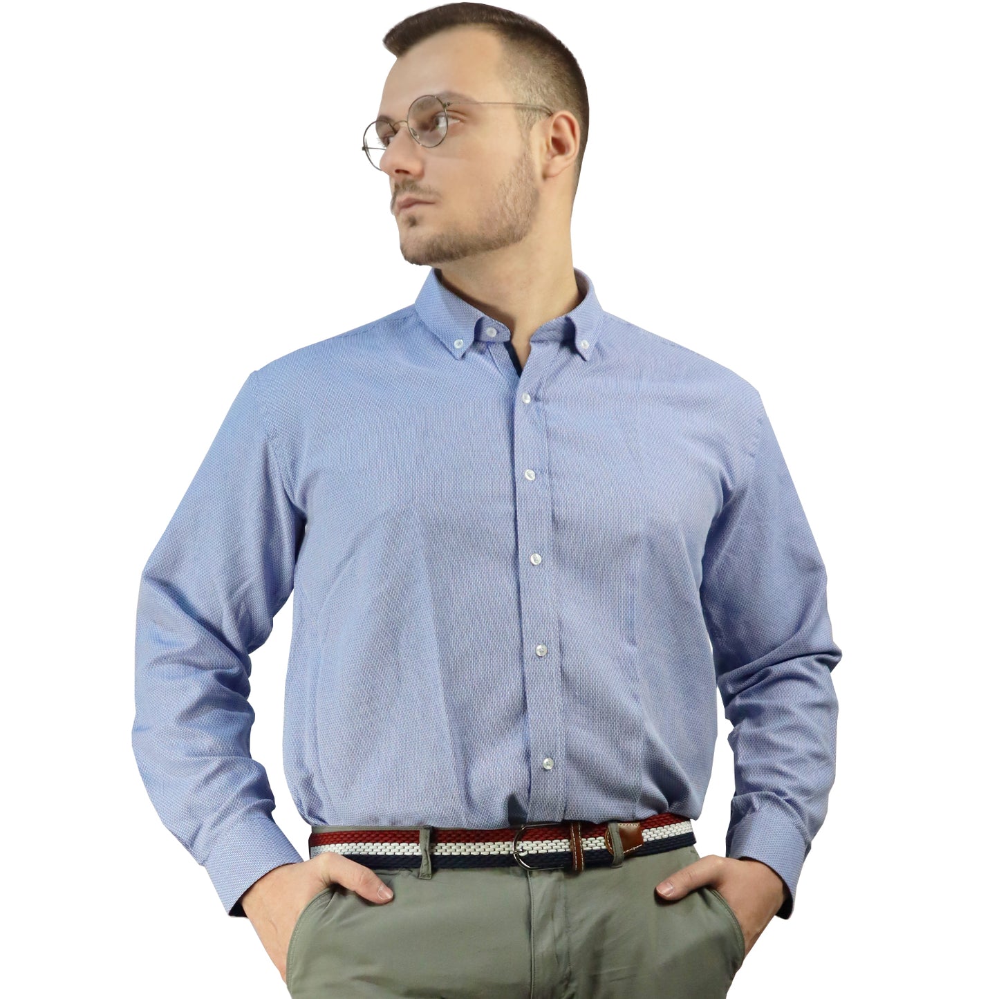 Πουκάμισο Γαλάζιο με Λευκό Μοτίβο 5150 5