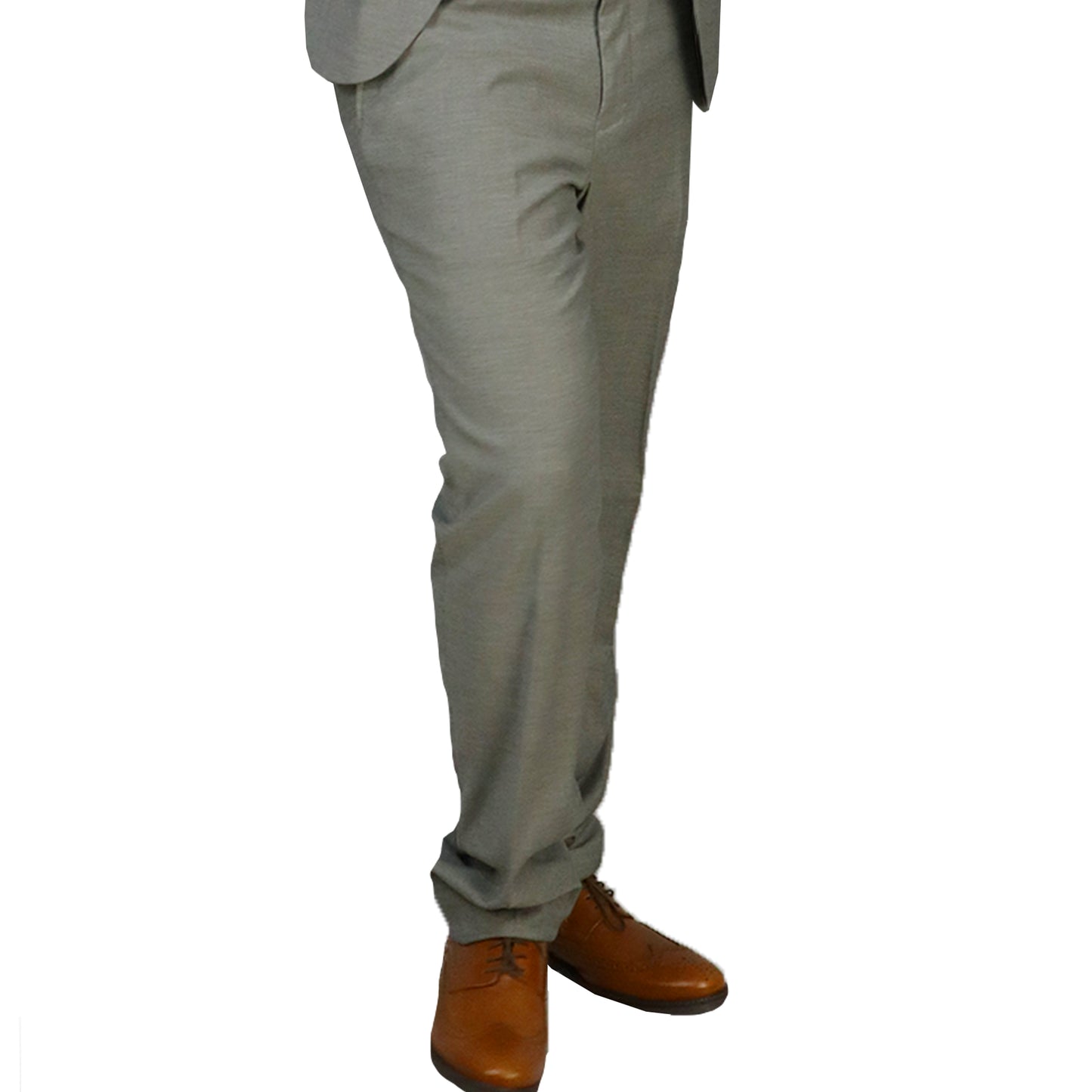 Men's Grey-Olive Trevira Semi-Slim Fit Suit 91199
