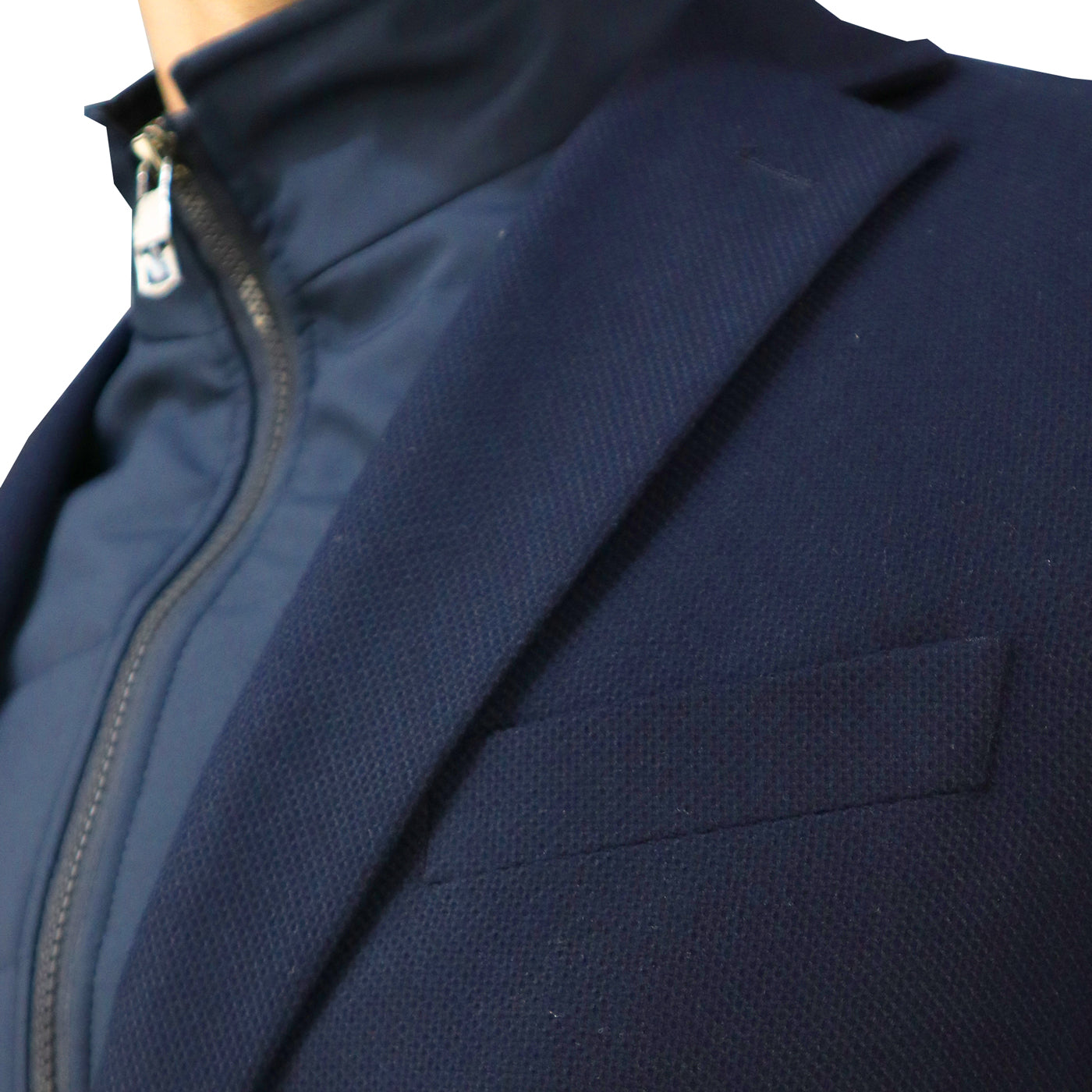 Men's Blue Half-Sleeved Jacket with Fake Vest 601606 Navy Blue