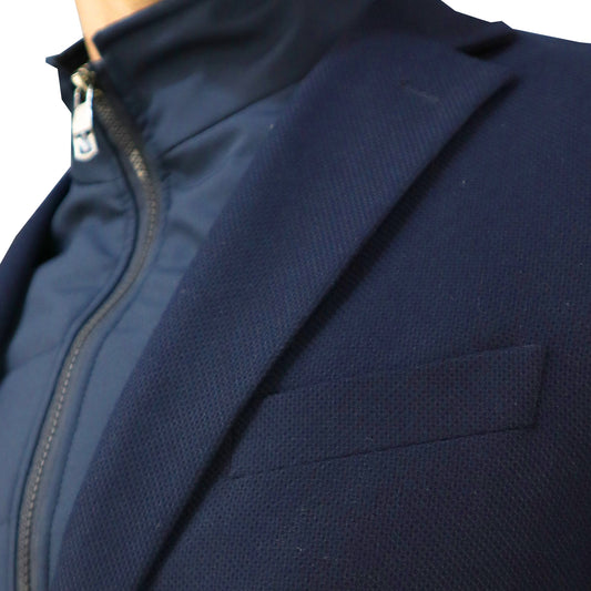 Men's Blue Half-Sleeved Jacket with Fake Vest 601606 Navy Blue