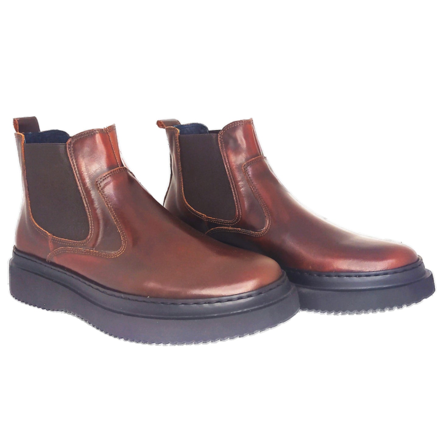 Handmade Chelsea Boots Leather Brown 822 BROWN