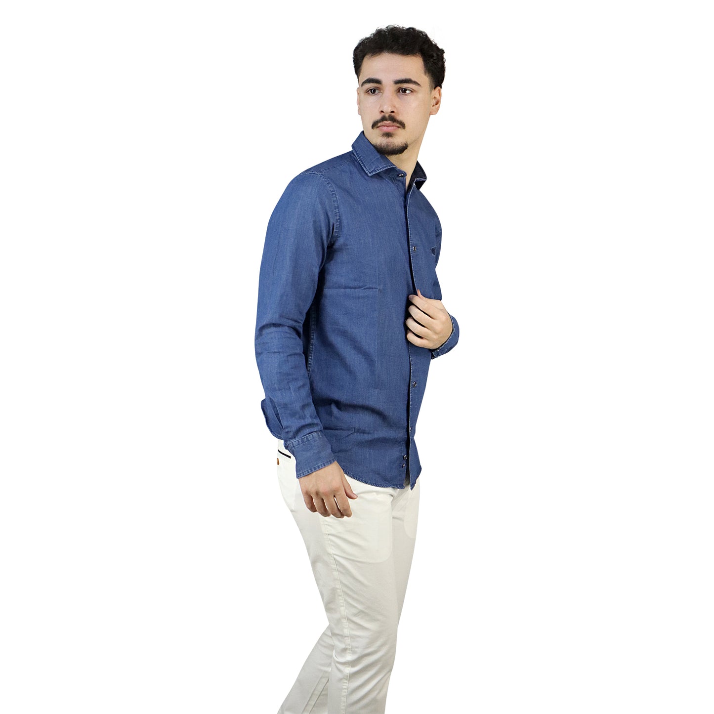 Denim Chambray Shirt Tiago HENRY COTTONS 0297 Blue