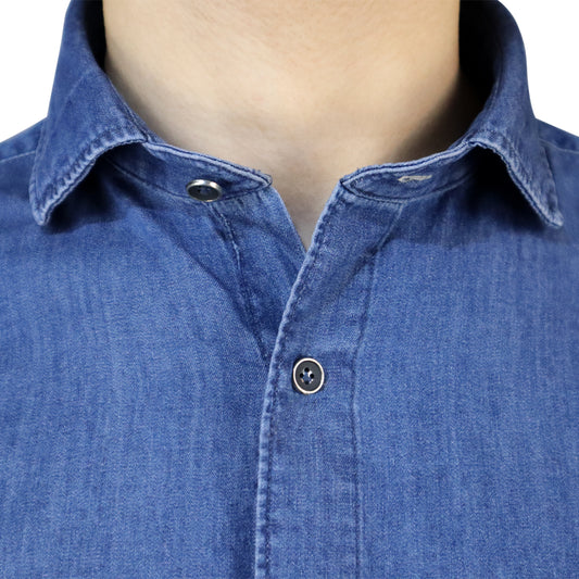 Denim Chambray Shirt Tiago HENRY COTTONS 0297 Blue
