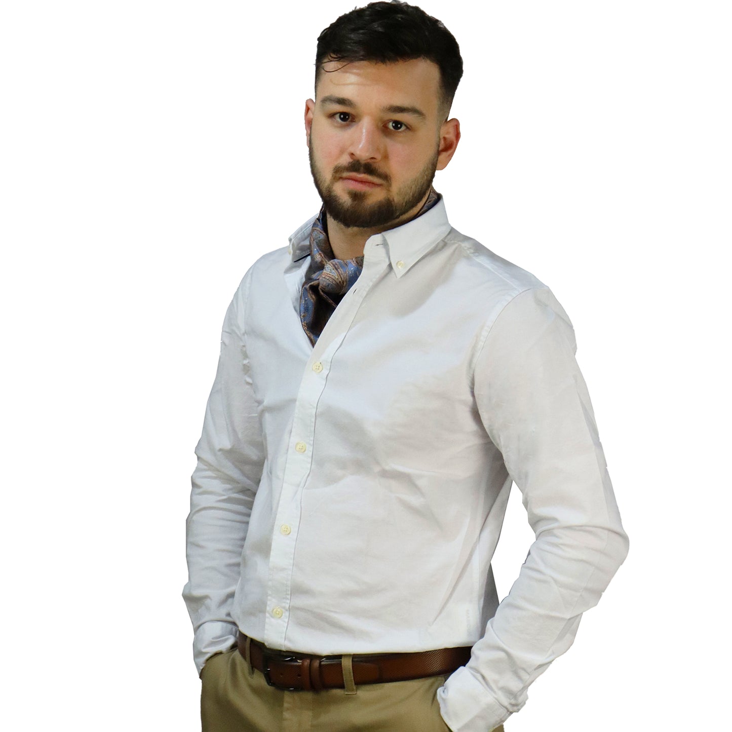 Shirt Men White Cotton Semi-Slim Fit 32-200075 John Solid