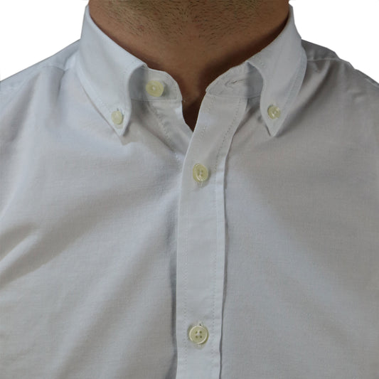 Πουκάμισο Ανδρικό Λευκό Βαμβακερό Semi-Slim Fit 32-200075 John Solid
