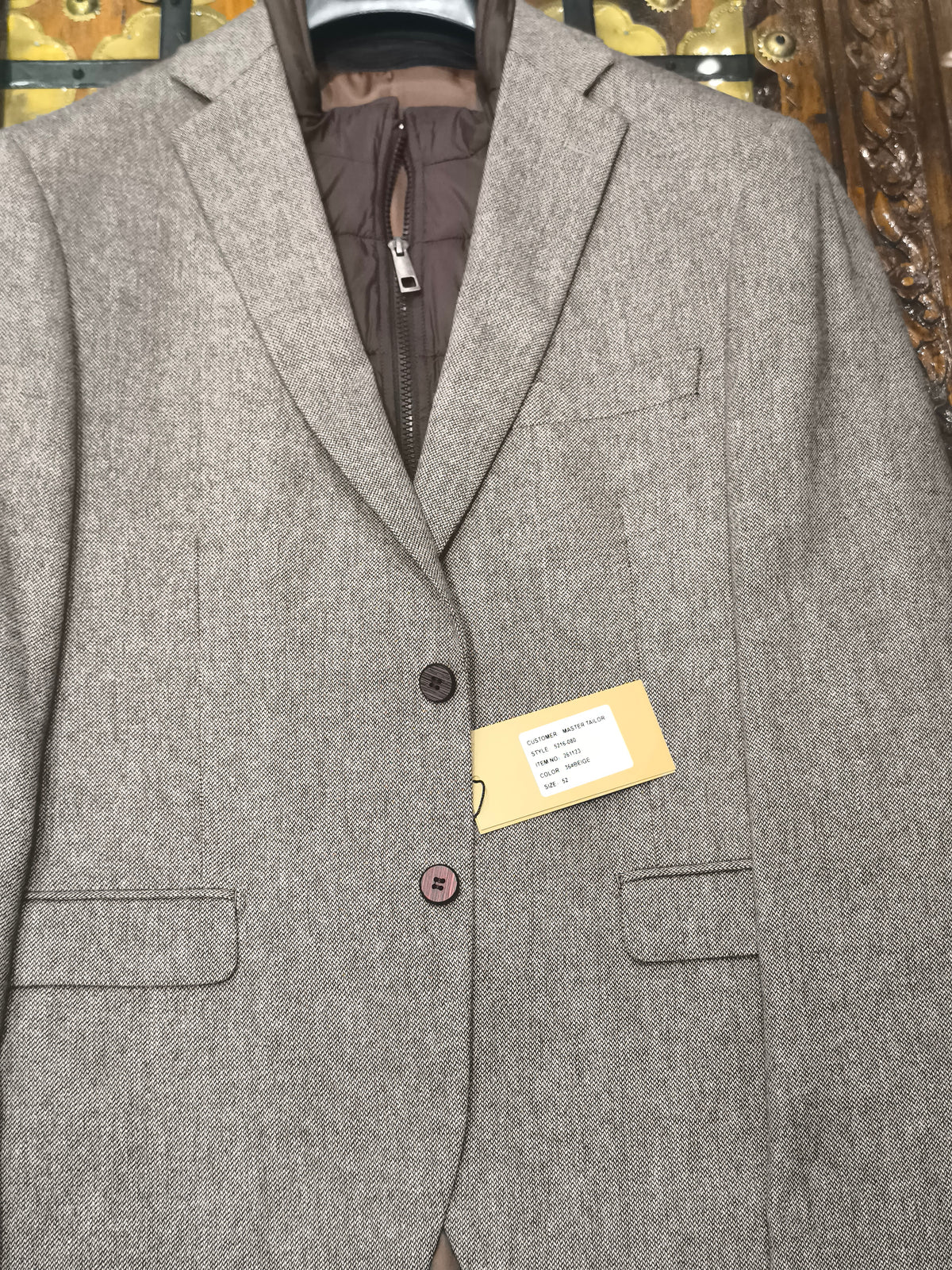 Σακάκι Ανδρικό Μπλε Ημίστενο με Fake Vest W26 261123FV MASTER TAYLOR 36 Beige