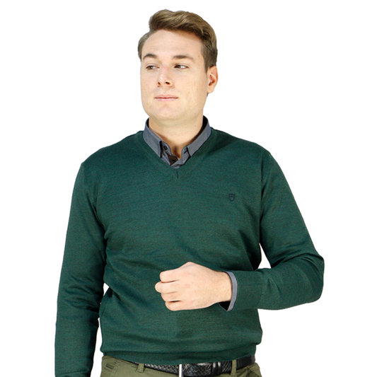 Knitted V-Neck Blouse 130 UNIQUE Forest