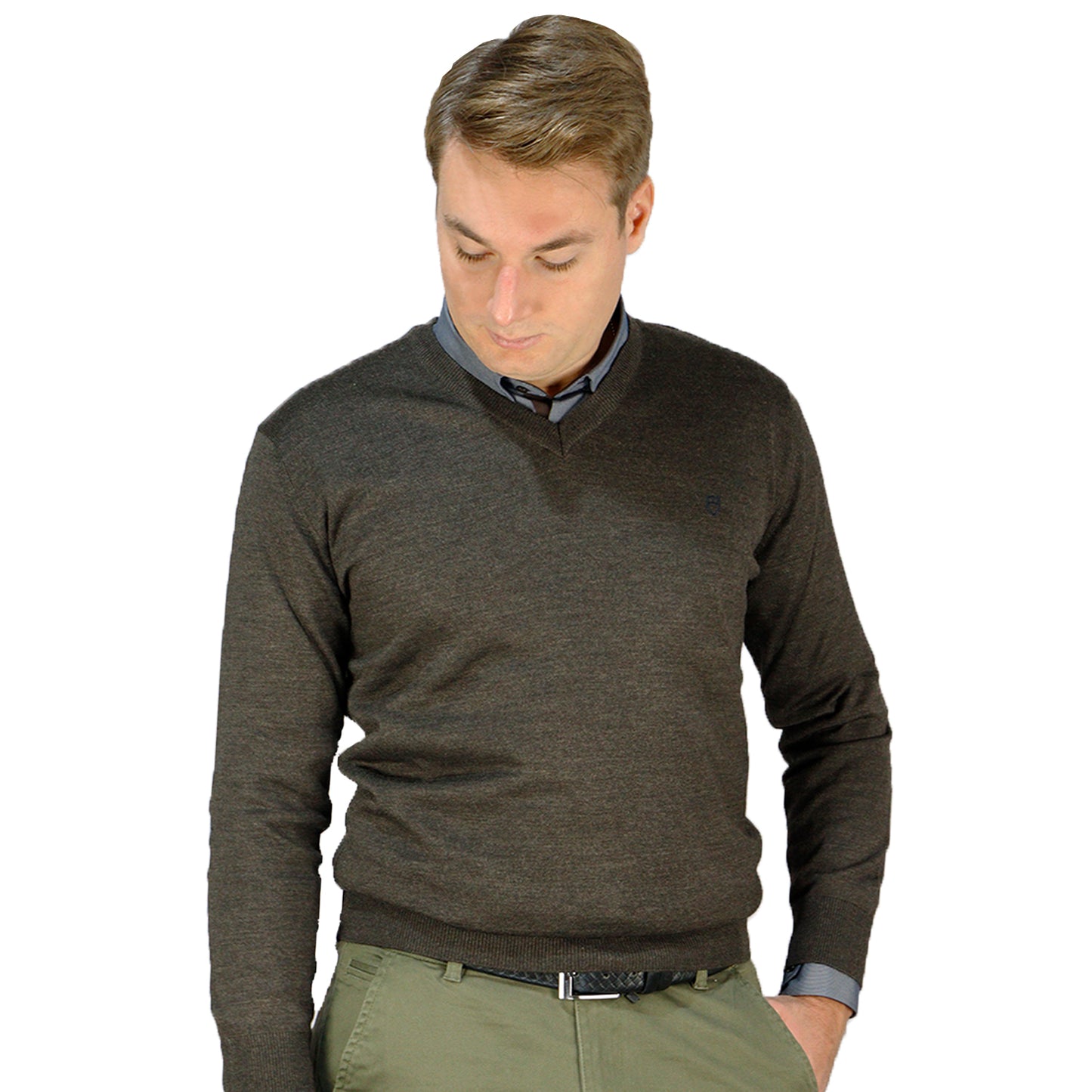 Μπλούζα Πλεκτή V-Neck 130 UNIQUE brown