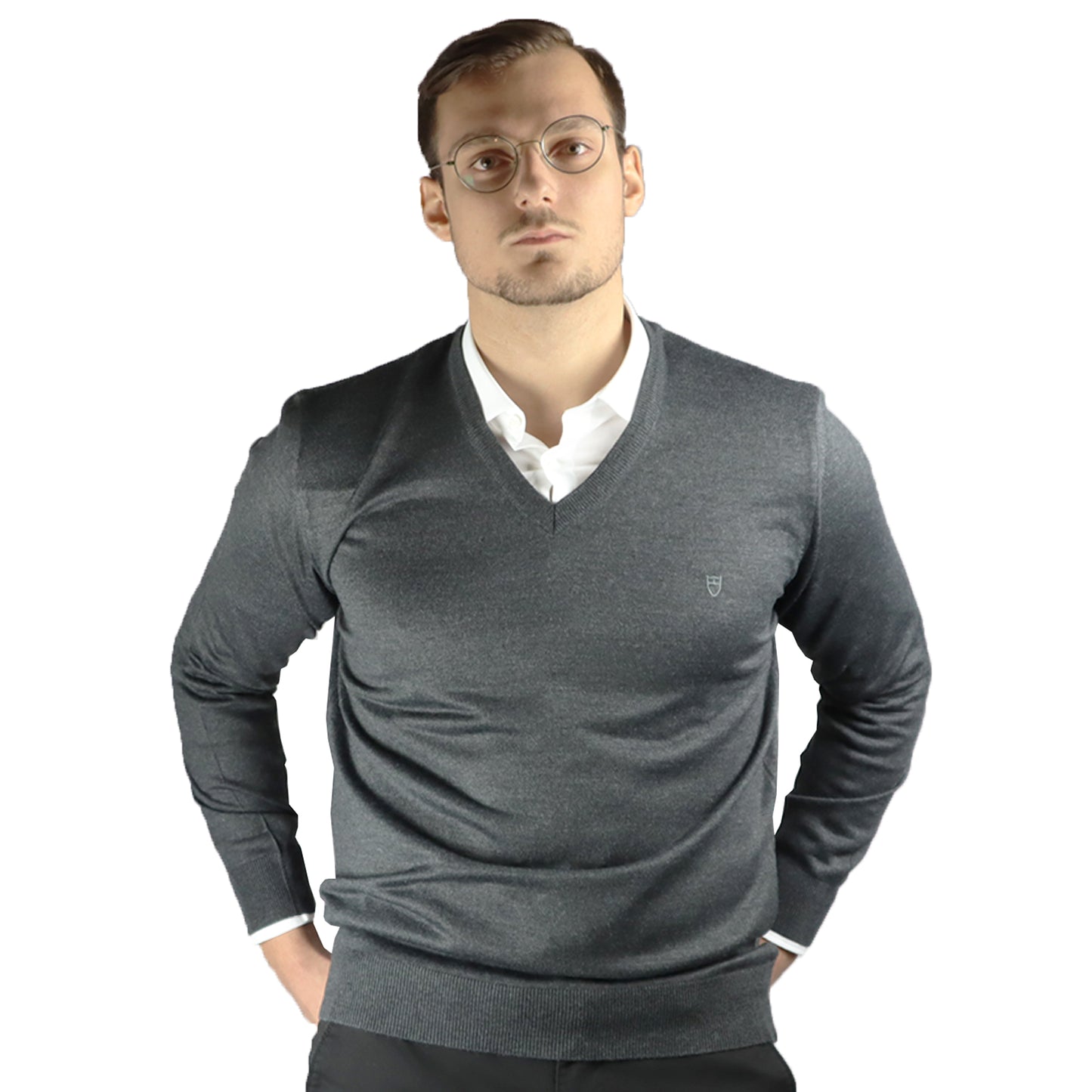 Μπλούζα Πλεκτή V-Neck 130 UNIQUE Grey