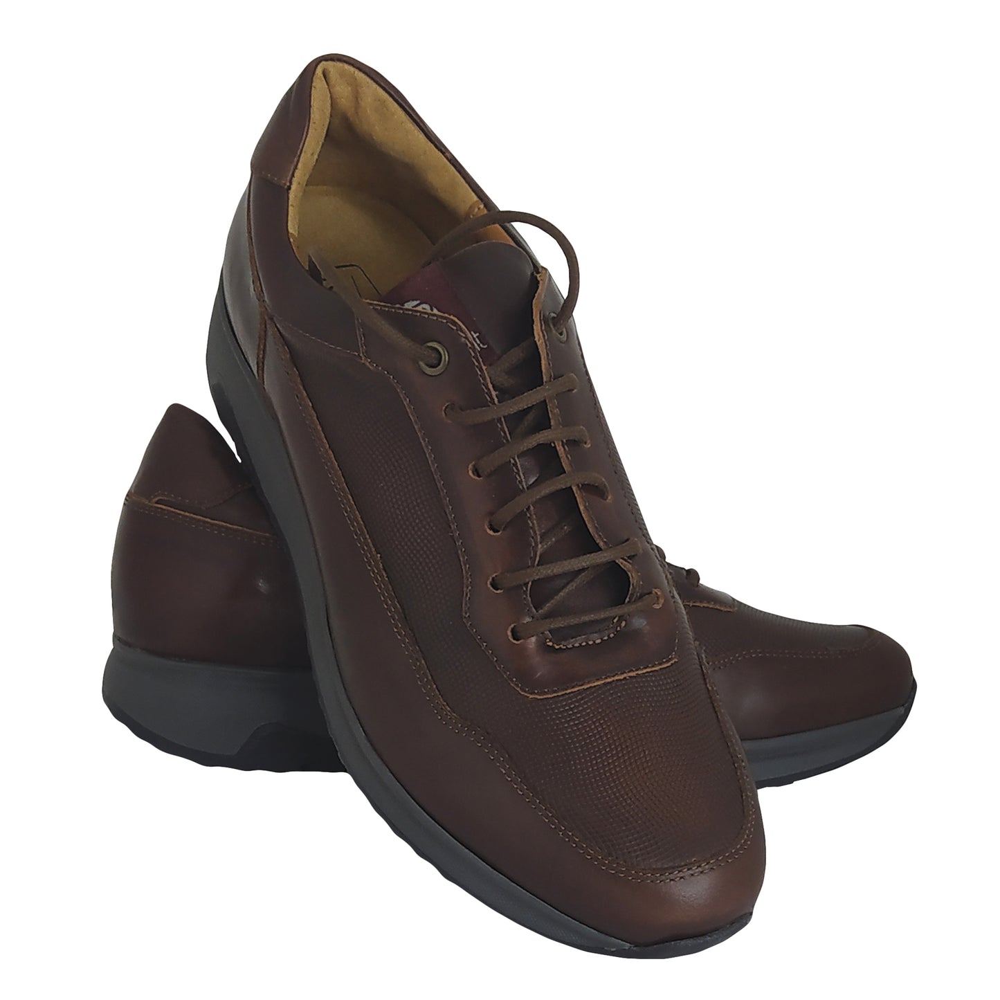 Handmade Sneakers Leather Shoes Brown 614 BROWN