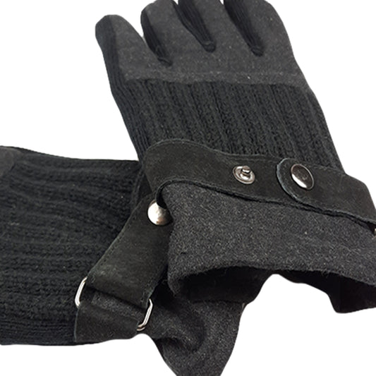 Leather and Knitted Fabric Gloves 111899