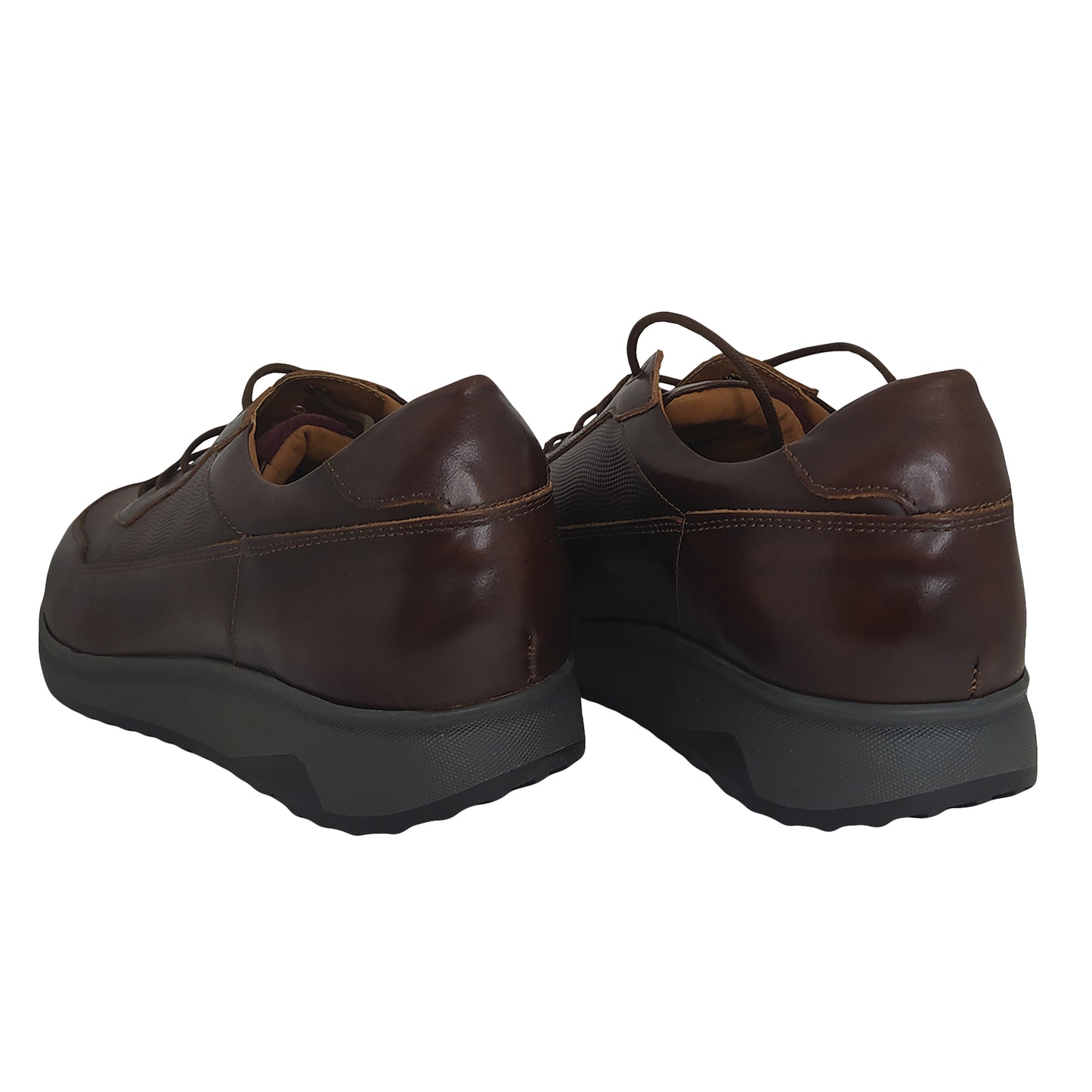 Handmade Sneakers Leather Shoes Brown 614 BROWN