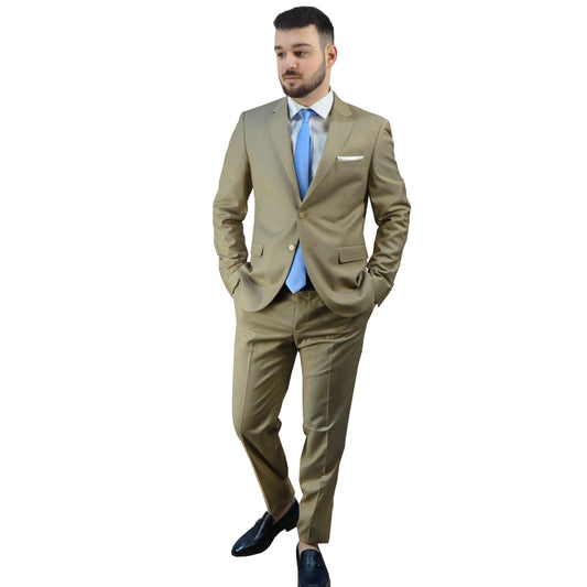 Men's Suit Beige (Pol/Visc/Span) Semi-Slim Fit 402623