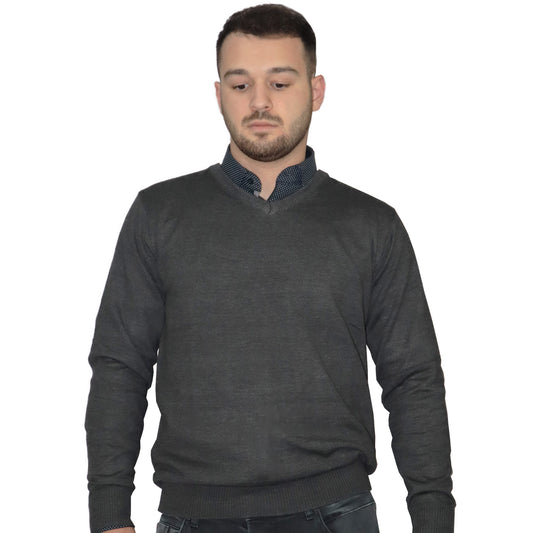 V-Neck Blouse Gray FL-20 ANTHARA MEL