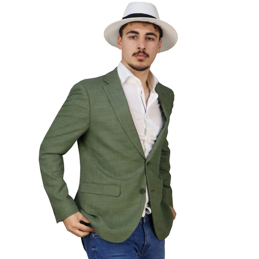 Jacket Men Green (Wool/Poly) Semi Slim Fit 502608 GREEN