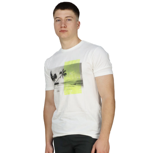 Short Sleeve Men's White T-Shirt with LMNAP Print 103_24025 