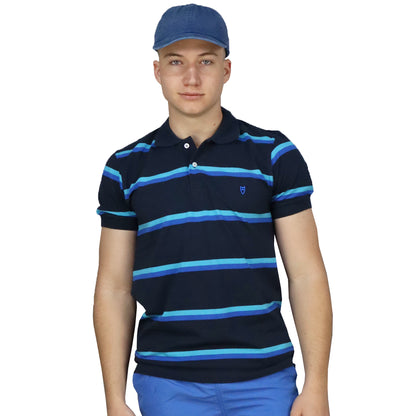 Βαμβακερό Πόλο Ανδρικό Μπλε Ριγέ ART 1000 STRIPED POLO