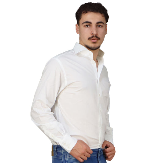 Men's White Cotton Shirt 0301100 Slim Fit