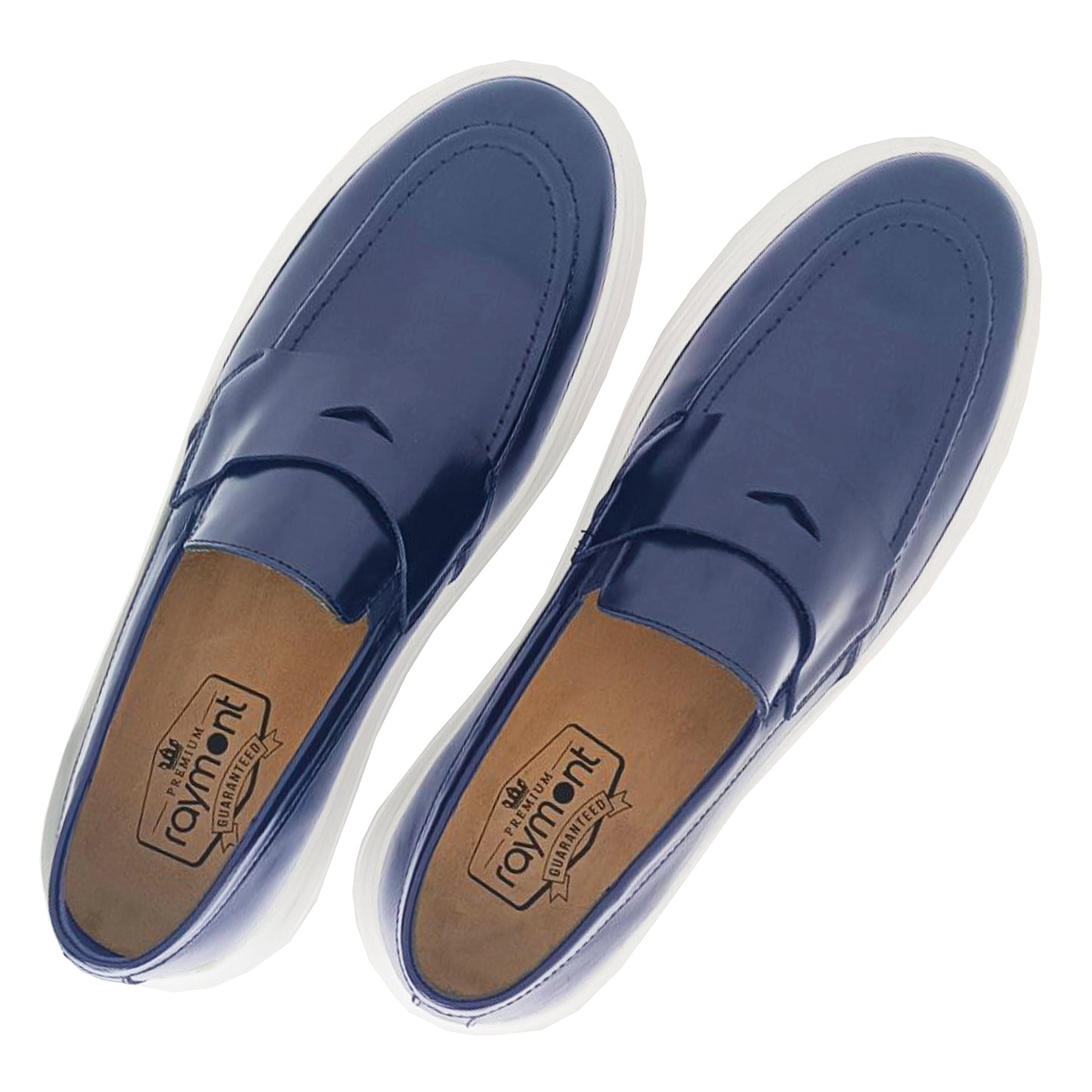 Handmade Leather Penny Loafer Shoes Blue 799 BLUE