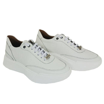 Handmade Leather Sneakers Shoes White 861 WHITE