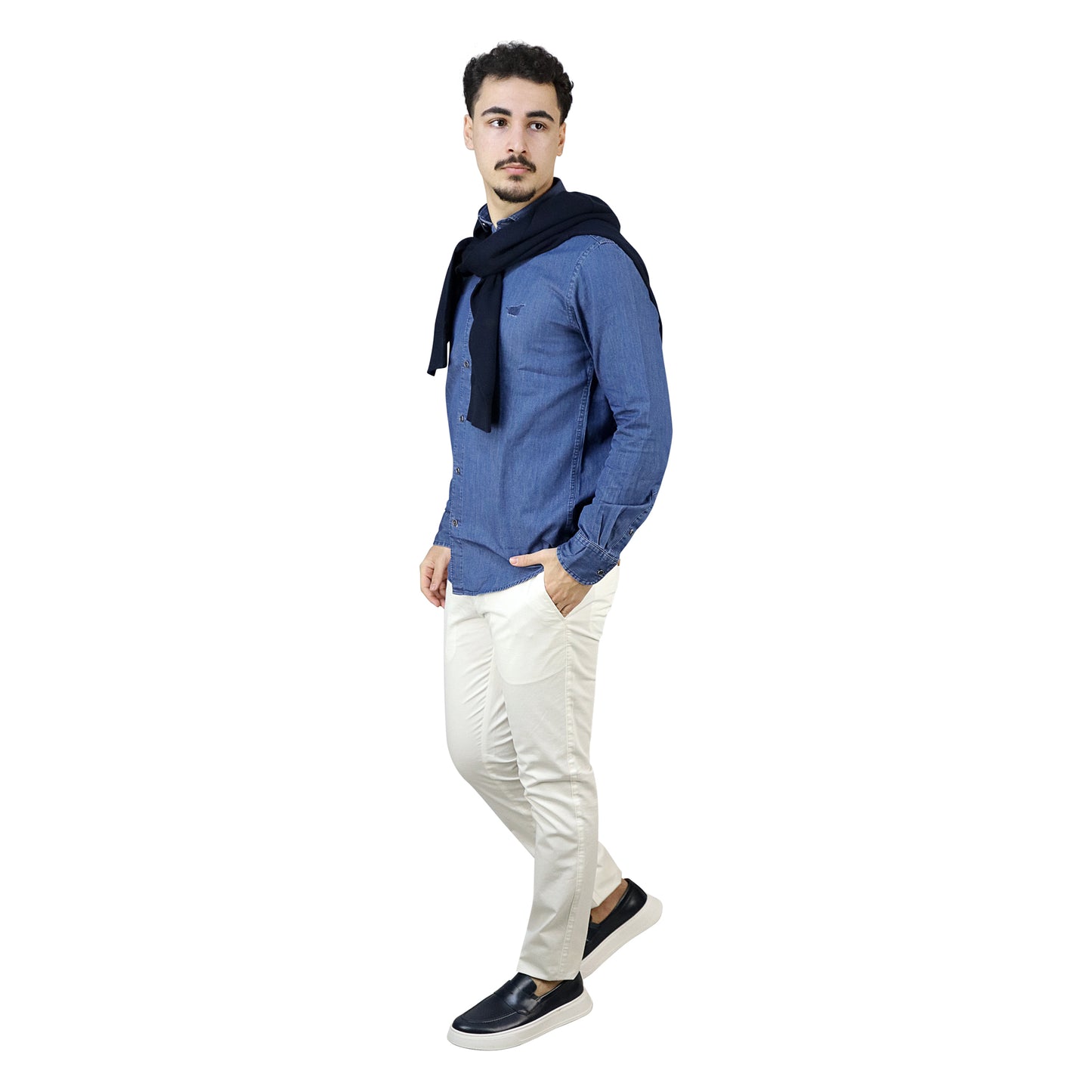Denim Chambray Shirt Tiago HENRY COTTONS 0297 Blue