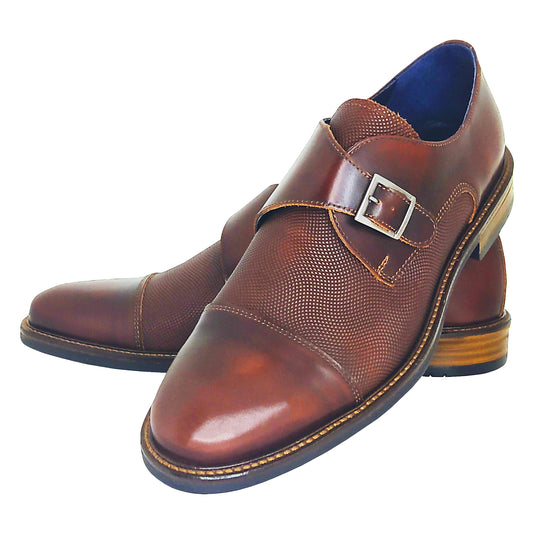 Handmade Leather Monk Straps Shoes with Brown Token 626