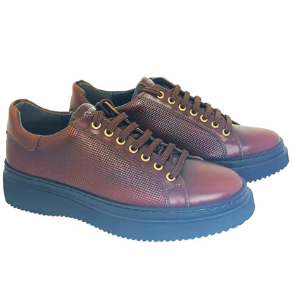 Handmade Leather Sneakers Shoes Brown 823 BROWN