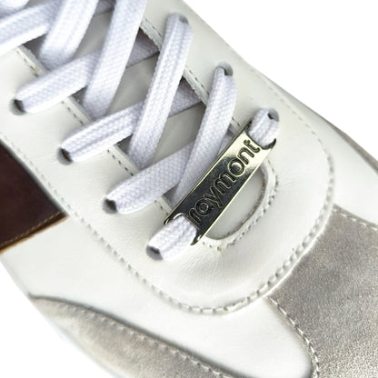 Χειροποίητα Δερμάτινα Παπούτσια - Sneakers Λευκά - Καφέ [942 RAYMONT]