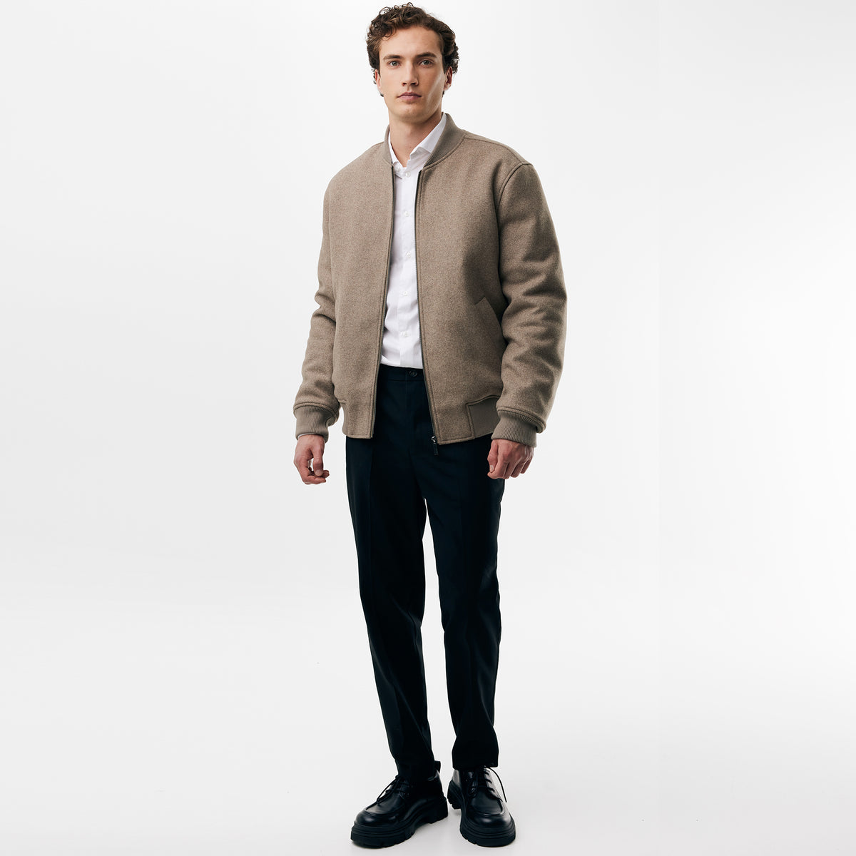 Μπουφάν Μπεζ [MF006803663M Woolblend Bomber Jacket MEXX 300529 Taupe Melee]